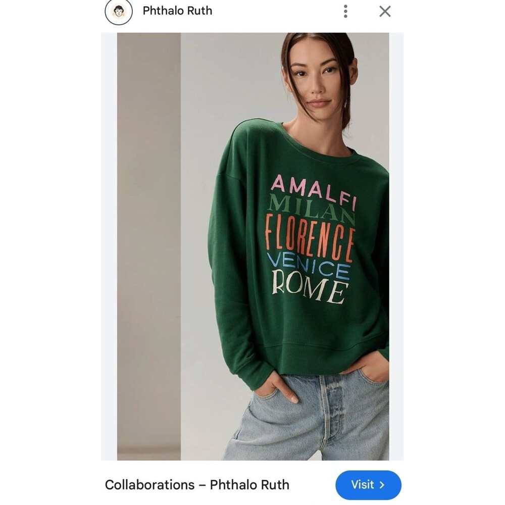 Anthropologie Maeve X phthalo Ruth Italian cities womens size small sweatshirt